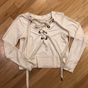 Alo Yoga Cropped Long Sleeve Lounge Top; Size S